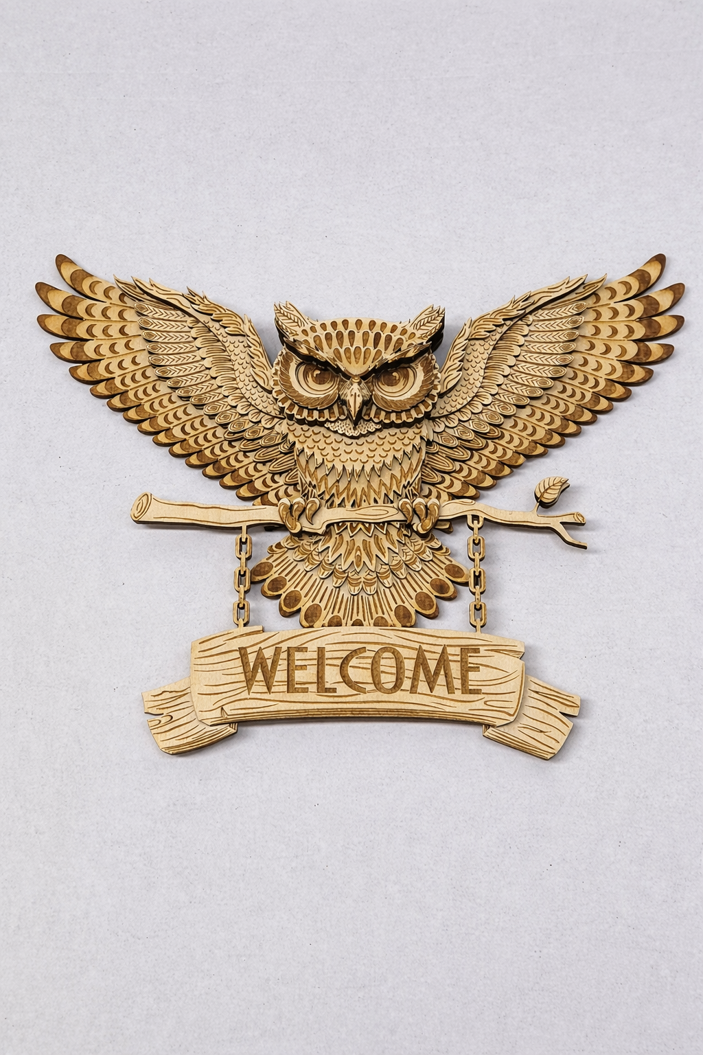 Houten Uil – Gepersonaliseerd Welkomstbord