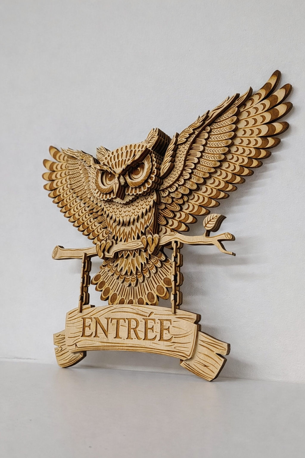 Houten Uil – Gepersonaliseerd Welkomstbord