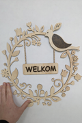 Houten Welkom Bord – Vogel & Bloemen